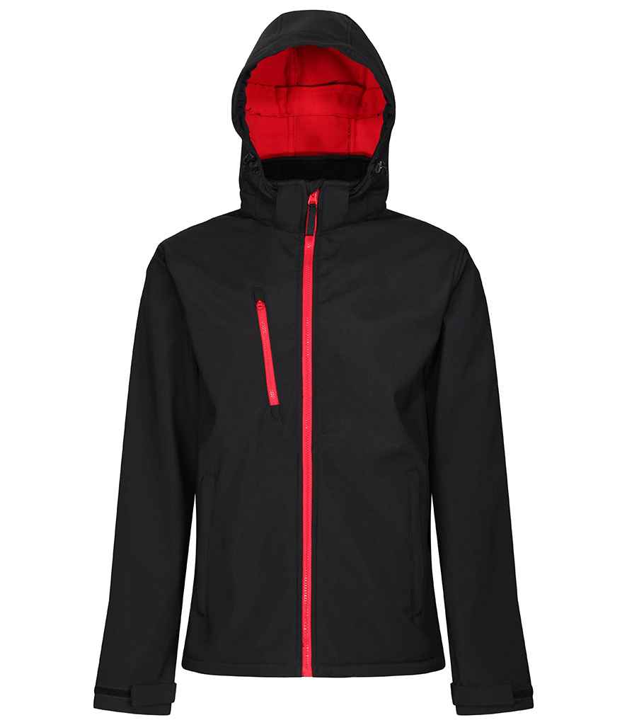 Regatta Venturer Three Layer Hooded Soft Shell Jacket - Black/Classic Red